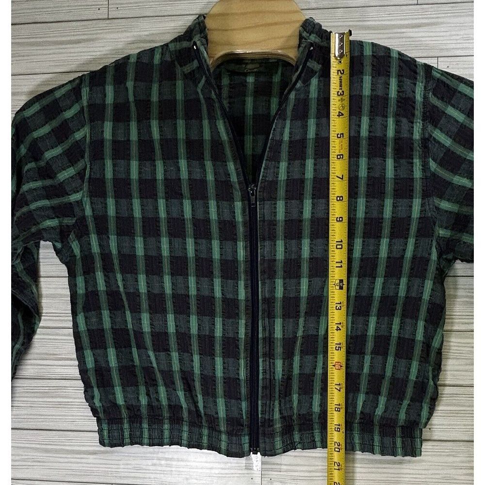 VTG Orvis Women's Seersucker Green Navy Plaid Pant & Full Zip Lightweight Sz‎ PM - Picture 8 of 16